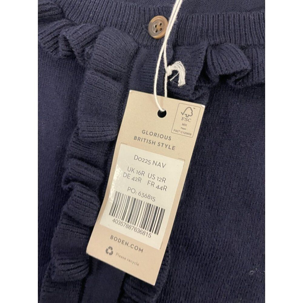 Boden Womens Sweater Shift Dress UK 16 US 12 Navy Blue Knit Ruffled D0225 NWT - Picture 7 of 14